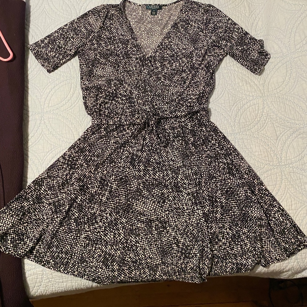 Ralph Lauren black & white pattern wrap dress